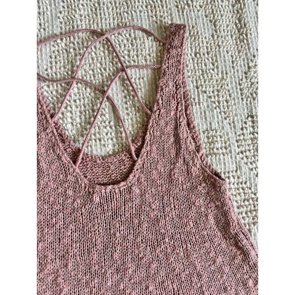 AMERICAN EAGLE OUTFITTERS Rose Pink Nubby Knit Strappy Back Tank Size Medium - Picture 10 of 12